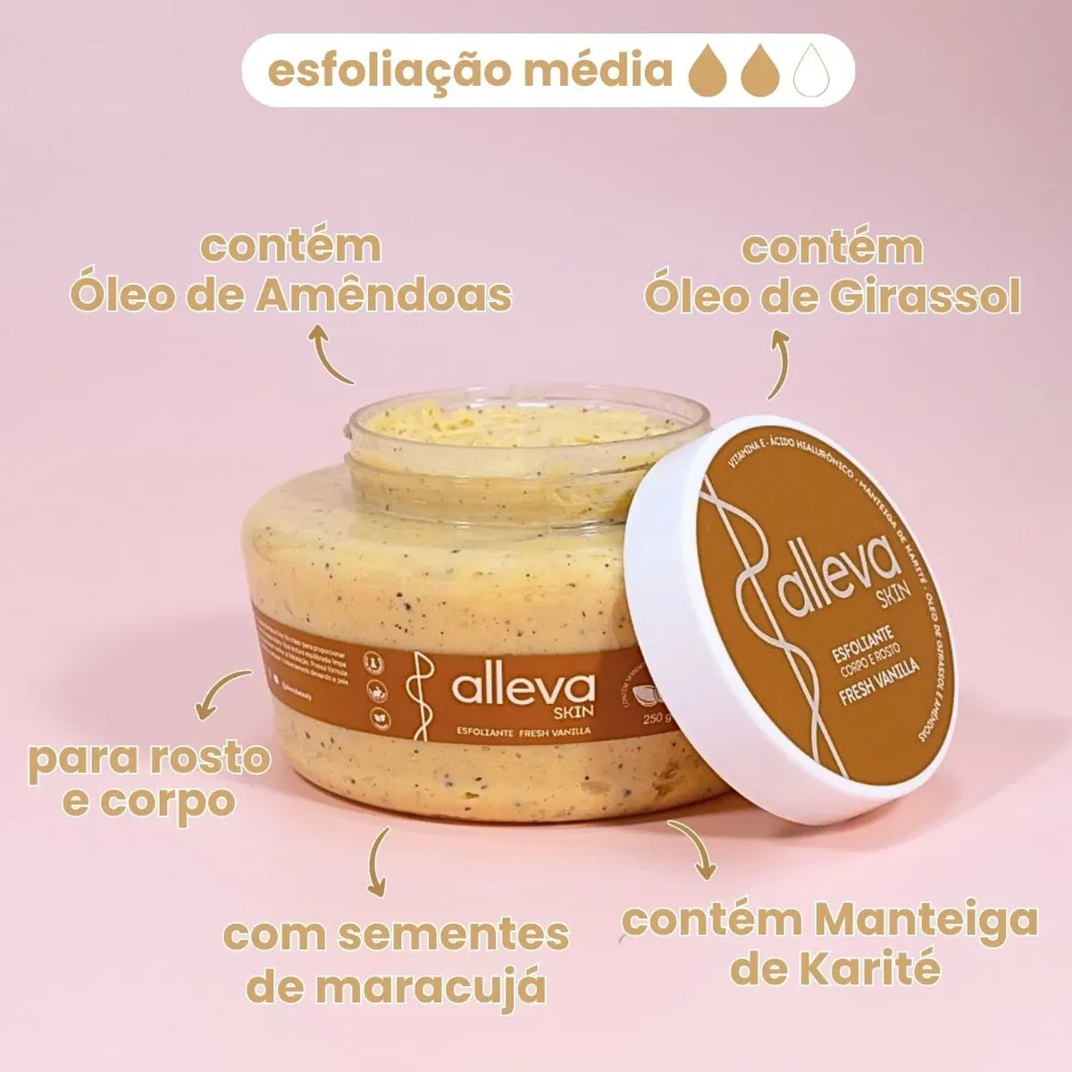 Esfoliante De Corpo Rosto Fresh Vanilla ALLEVA - 250g