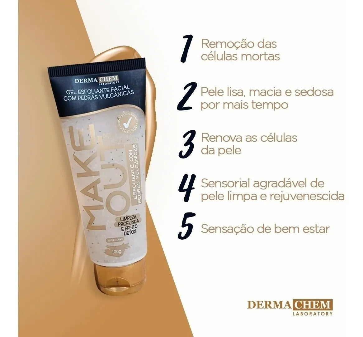 Gel Esfoliante Facial com Pedras Vulcânicas DERMA CHEM - 100g