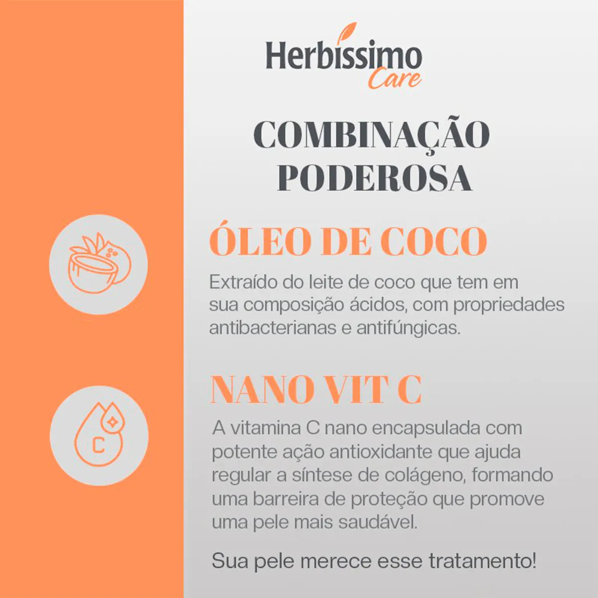 Desodorante Antitransp. em Creme Coco e Vitamina C HERBÍSSIMO Care - 55g