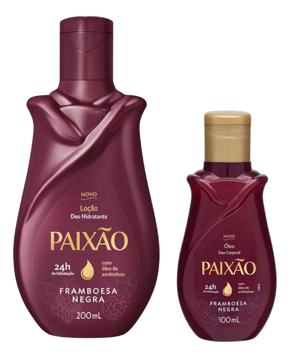 Kit Hidratante + Óleo Corporal Framboesa Negra PAIXÃO - 200ml, 100ml