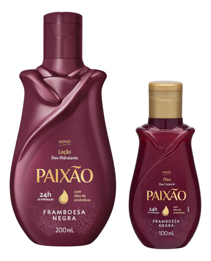 Kit Hidratante + Óleo Corporal Framboesa Negra PAIXÃO - 200ml, 100ml