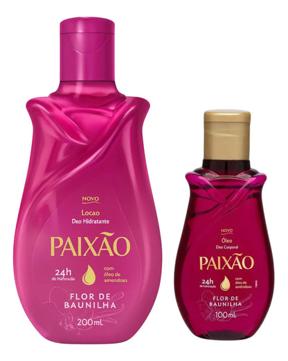 Kit Hidratante + Óleo Corporal Flor de Baunilha PAIXÃO - 200ml, 100ml