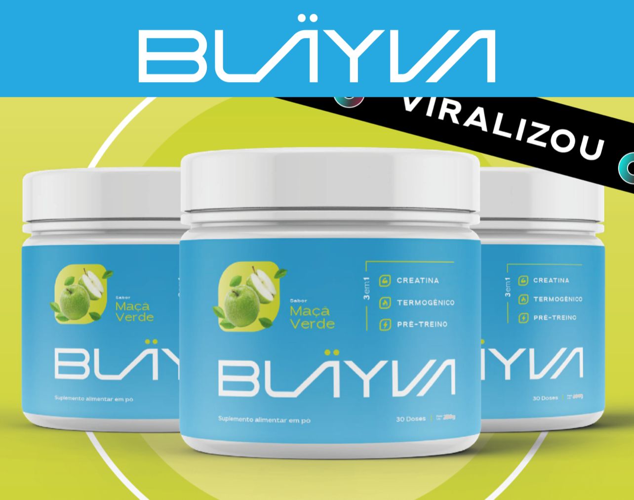 Kit 3x Suplemento Alimentar Maçã Verde  BLAYVA - 390g
